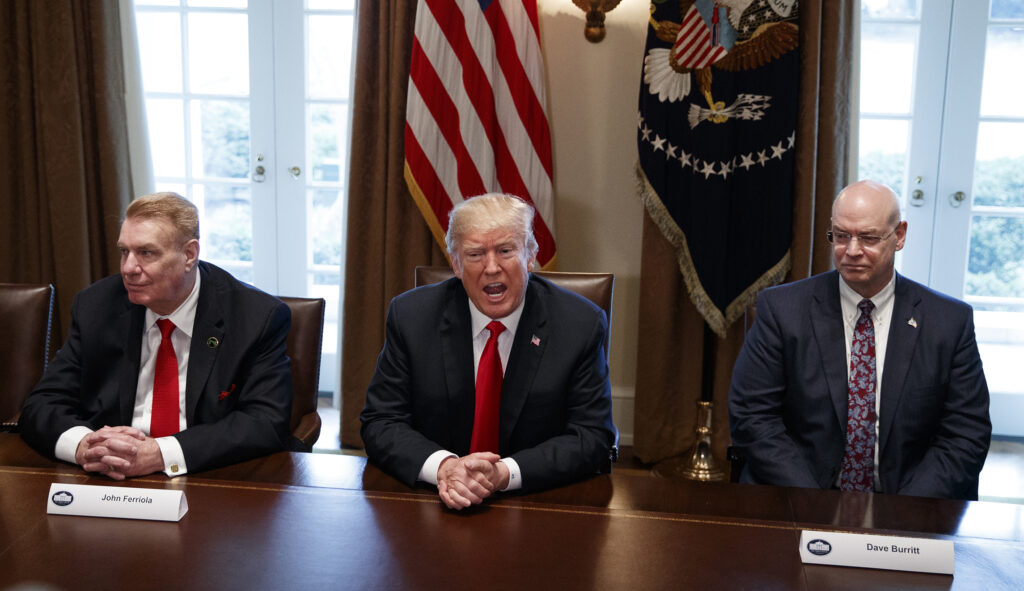 President Trump said he would impose a 25 percent tariff on steel imports, and a 10 percent tariff on aluminum imports. (AP Photo/Evan Vucci)