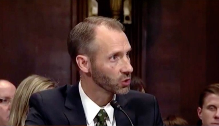 President Trump nominated Matthew Petersen, a member of the Federal Election Commission, to serve on the U.S. District Court for the District of Columbia. But during his confirmation hearing before the Senate Judiciary Committee, he was unable to answer questions about legal terms. (Screenshot)