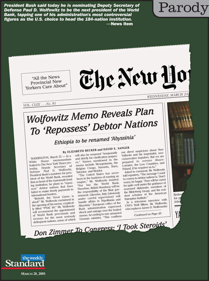 Secret memo from Paul Wolfowitz reveals neocon strategy for World Bank.