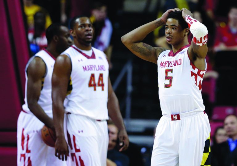 Patrick Semansky/AP
Nick Faust, one of many players struggling from the outside, has made just one of eight 3-point attempts in his last three games.