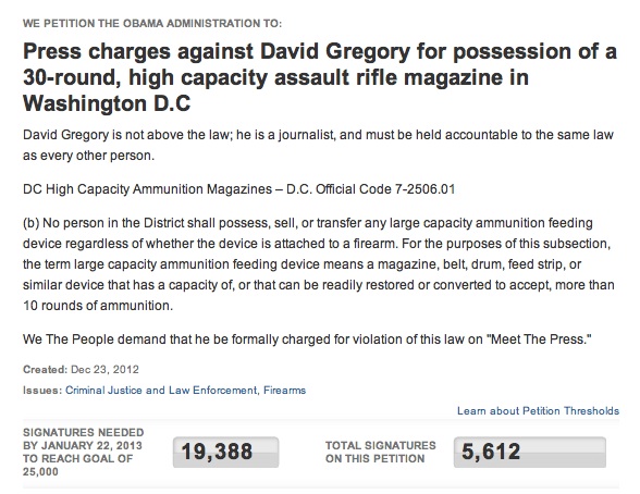 W.H. Petition: ‘Press Charges Against David Gregory’ for Breaking D.C. Gun Laws