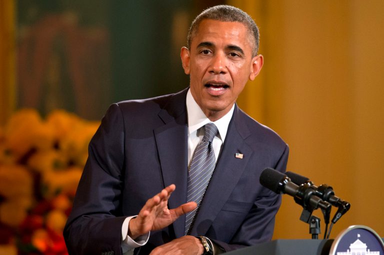 President Obama, at a star-studded Democratic fundraising event Wednesday evening, praised his audience for putting him in the White House, but he also blamed them for handing the gavel to House Speaker John Boehner, R-Ohio. (AP Photo/Jacquelyn Martin)