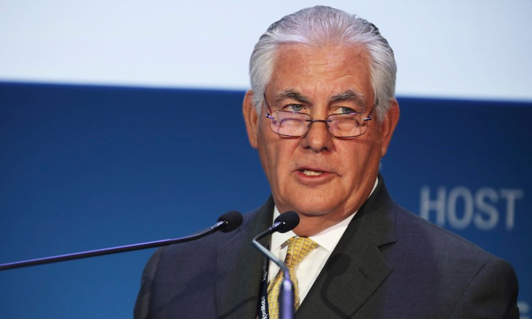 Rex Tillerson emerged as a contender for the top diplomatic post just last week. (AP Photo/Jon Gambrell)