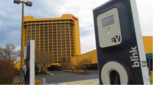 Electric vehicle charging stations like these at Nashville's airport are funded by taxpayers under a Department of Energy program. (Photo by Chris Butler, Tennessee Watchdog)