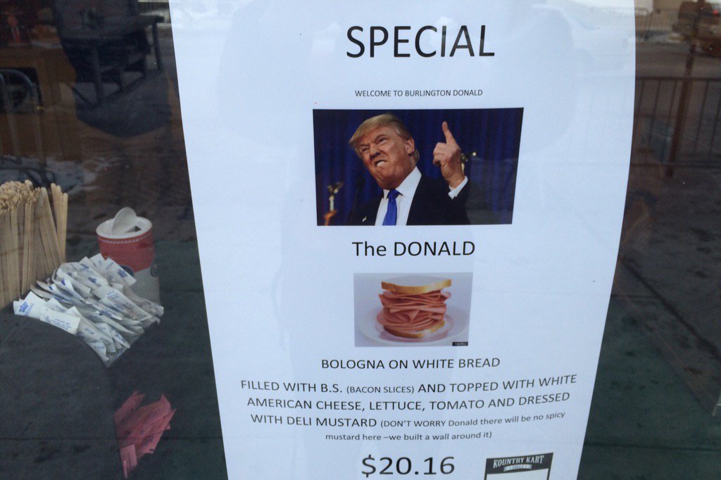 A Vermont deli is mocking Trump with a special sandwich ahead of his visit