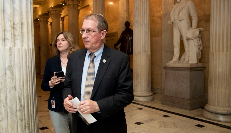 Rep. Bob Goodlatte, R-Va., walks on Capitol Hill in Washington, Monday, May 22, 2017. (AP Photo/Manuel Balce Ceneta)