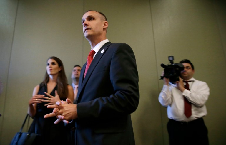 Donald Trump's campaign manager Corey Lewandowski will not be charged for his alleged assault of a reporter. (AP Photo/Charlie Neibergall)