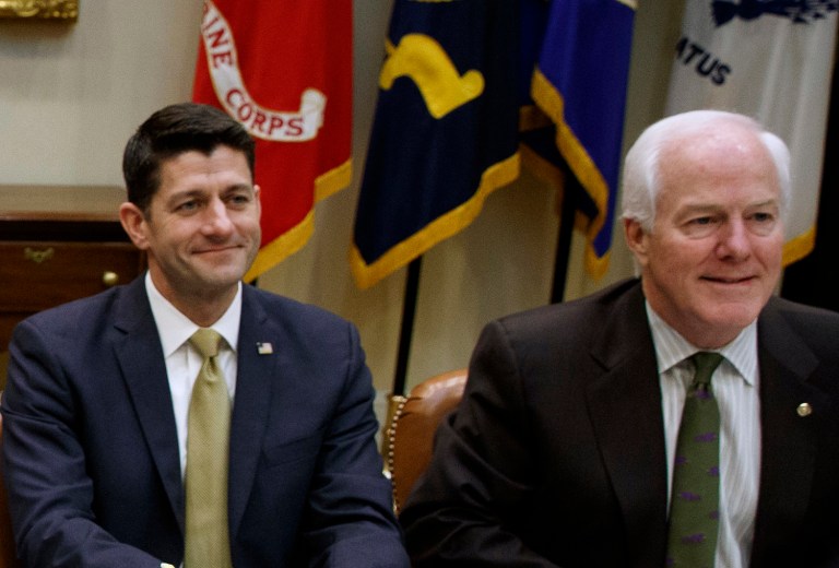 House Speaker Paul Ryan and Senate Majority Whip John Cornyn on Friday separately called on President Trump to provide a plan for dealing with Syria. (AP Photo/Evan Vucci)