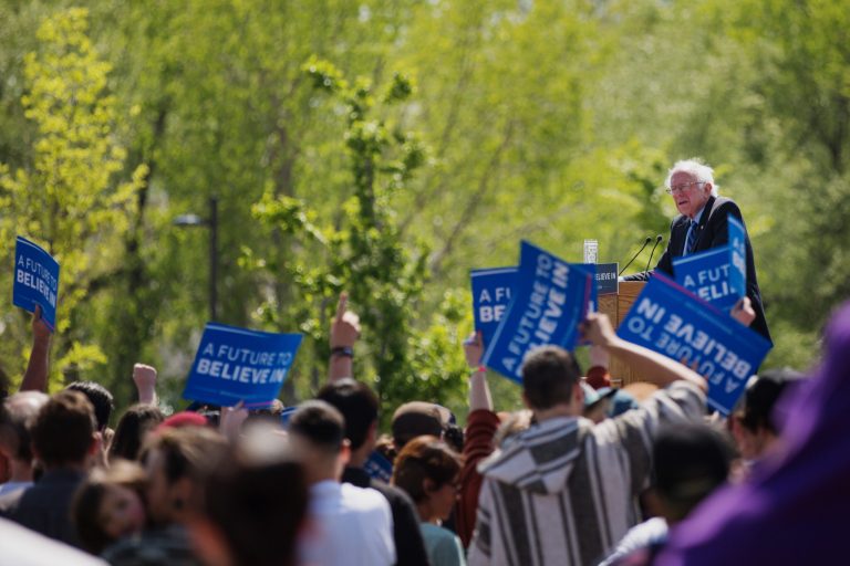 Several dozen Sanders supporters shouted, 