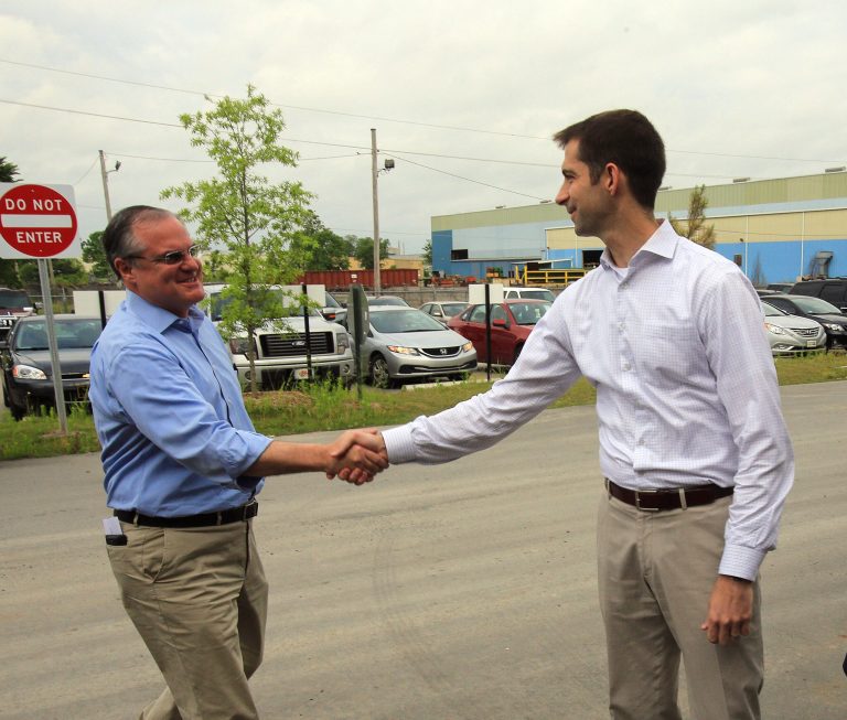 As some recent public polls have shown Sen. Mark Pryor, left, with an expanding lead over his Republican challenger, Rep. Tom Cotton, a survey conducted for Cotton's campaign depicts a much closer race -- with Cotton holding a narrow lead among likely voters. (AP Photo)