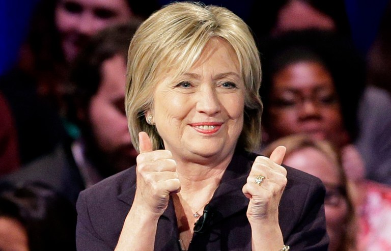 Democratic presidential candidate, Hillary ClintonÂ joked that she would hurt whomever she named. (AP Photo/Chuck Burton)