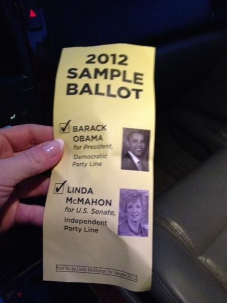 Connecticut GOP candidate McMahon obscures party affiliation in sample ballot