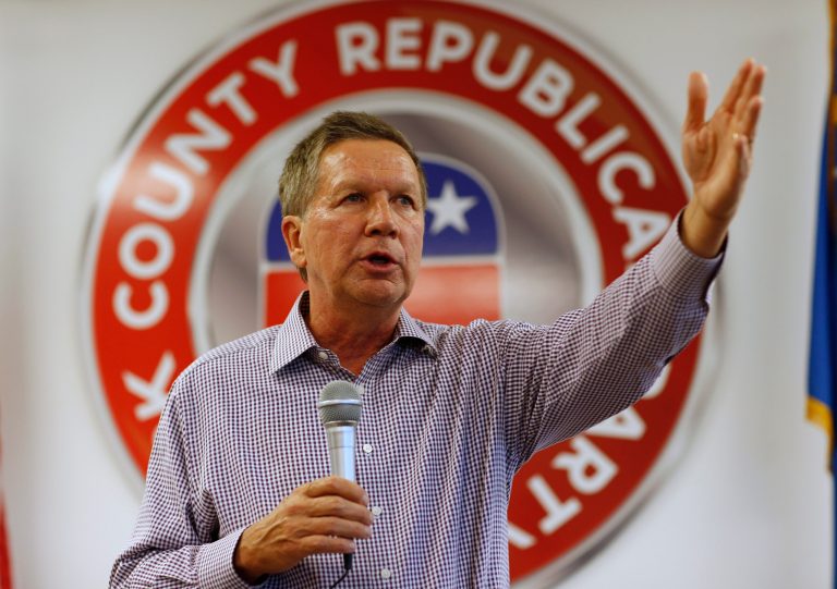 Ohio Gov. John Kasich speaks at an event at the Clark County Republican Party office Thursday, June 11, 2015, in Las Vegas. (AP Photo/John Locher)