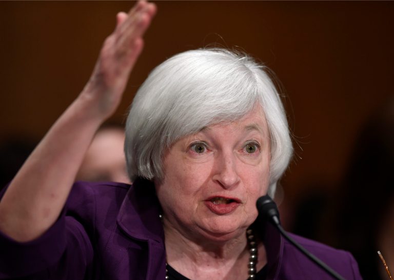 Federal Reserve Chair Janet Yellen testifies on Capitol Hill in Washington, Thursday, July 16, 2015, before the Senate Committee. (AP Photo/Susan Walsh)