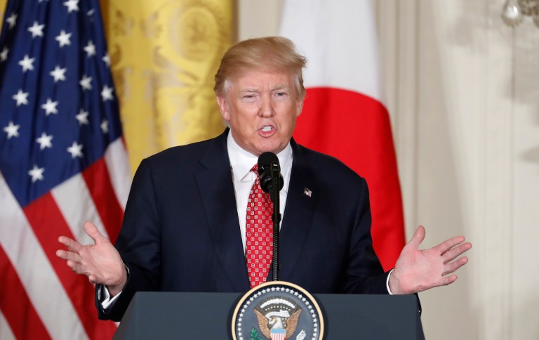 Trump said his administration would continue to fight court decisions that have suspended his executive order. (AP Photo/Pablo Martinez Monsivais)