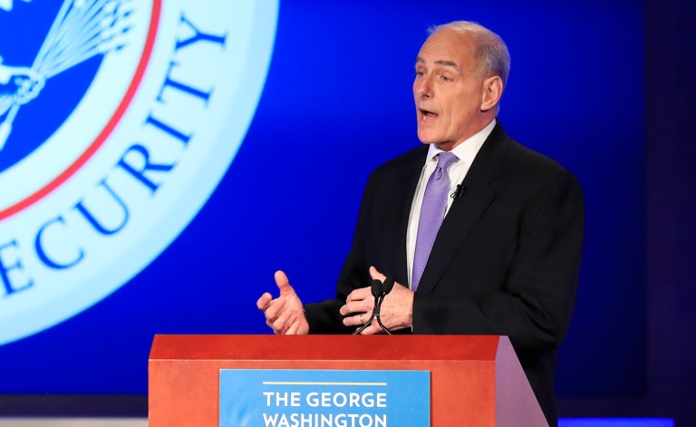 Kelly's association of white supremacy and terrorism seems to be a first in the Trump administration. (AP Photo/Manuel Balce Ceneta)