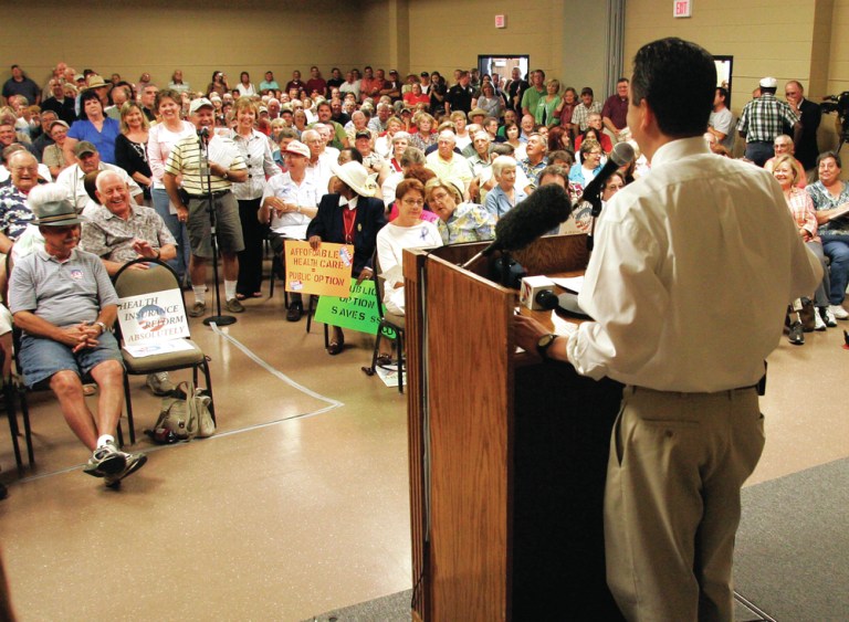Town hall in Oklahoma. AP Photo
