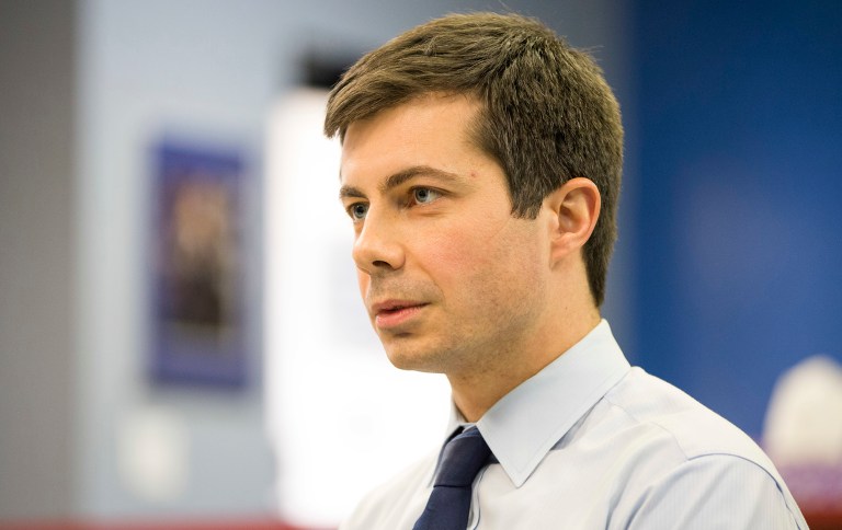 Pete Buttigieg, the 34-year-old mayor of South Bend, Ind., is threatening to shake up the race for Democratic National Committee chairmanship precisely because he isn't linked to either of the factions warring for control of the party. (Robert Franklin/South Bend Tribune via AP)