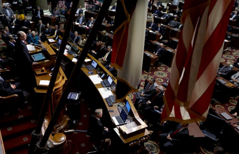 Missouri Gov. Jay Nixon delivers the annual State of the State address to a joint session of the House and Senate Tuesday, Jan. 21, 2014, in Jefferson City, Mo.  Missouri women would have to wait 72 hours to have an abortion after initially seeing a doctor under legislation endorsed by a state House committee. (AP Photo/Jeff Roberson)