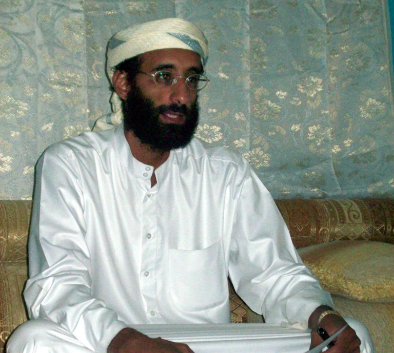 This Oct. 2008 file photo shows al Qaeda leader Anwar al-Awlaki in Yemen, who was killed in a U.S. drone strike. Al-Awlaki, an American, was designated a terrorist by U.S. officials and is believed to be connected to the Sept. 11, 2001, terrorist attacks. (AP Photo/Muhammad ud-Deen, File)