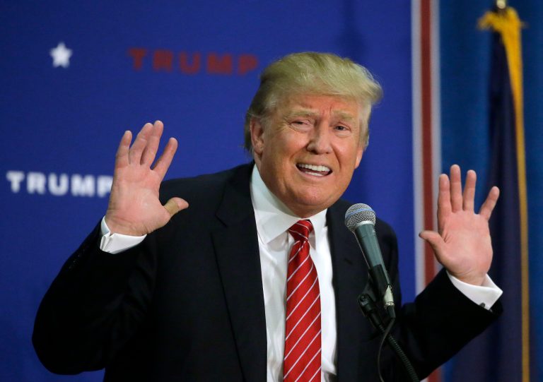Republican presidential candidate Donald Trump talks during a campaign stop in Keene, N.H. (AP Photo/Steven Senne)