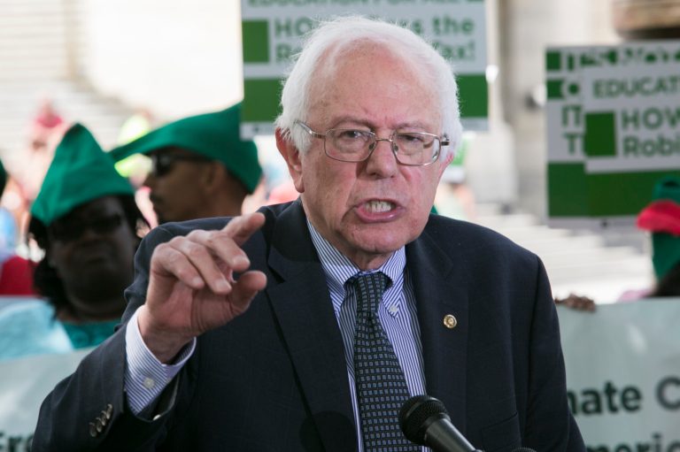 Senator Bernie Sanders, I-Vt., announces his landmark education bill, at a press conference on Capitol Hill. (Graeme Jennings/Examiner)