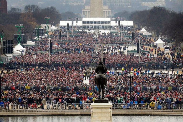 Agency retweets comments about relatively sparse inauguration attendance and the new White House website. (AP Photo/Patrick Semansky)