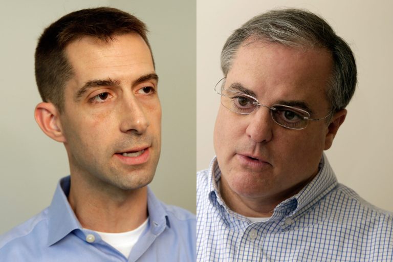 Rep. Tom Cotton, left, is polling well against incumbent Sen. Mark Pryor, D-Ark., according to the National Republican Senatorial Committee. (AP images)