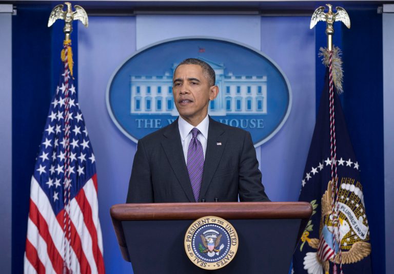 President Barack Obama speaks about health care, Thursday, April 17, 2014, in the briefing room of the White House in Washington. The president said eight million have signed up for health insurance under Affordable Care Act. (AP Photo/Carolyn Kaster)
