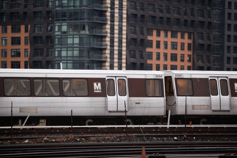 A Metro train travels into Union Station, Washington D.C., Wednesday, January 15, 2013