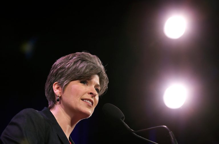 Sen. Joni Ernst, R-Iowa speaks during the Freedom Summit, Saturday, Jan. 24, 2015, in Des Moines, Iowa. (AP Photo/Charlie Neibergall)