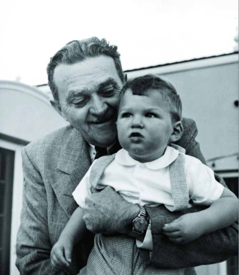 This 1952 photo shows Billy Wilkerson with his son, Willie. The son of Hollywood Reporter founder Billy Wilkerson, W.R. Wilkerson III, is apologizing for his father's and the trade paper's role in the 1947 Hollywood Blacklist that destroyed the careers of writers, actors and directors accused of having Communist ties. He offers his 