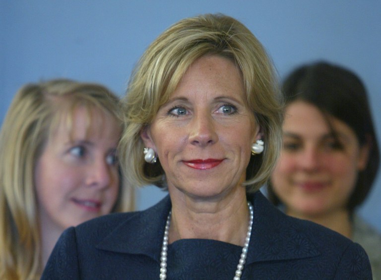 It's all about to become education secretary designee Betsy DeVos' problem. (AP Photo/Al Goldis)