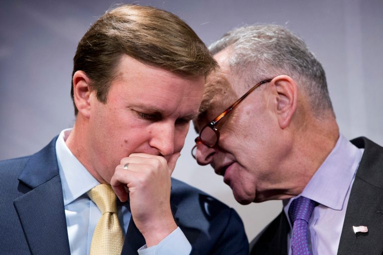 Democrats such as Sen. Chris Murphy, D-Conn., (left) used delay tactics to protest the lack of consideration in Congress on new gun control legislation. (AP Photo/Jacquelyn Martin)