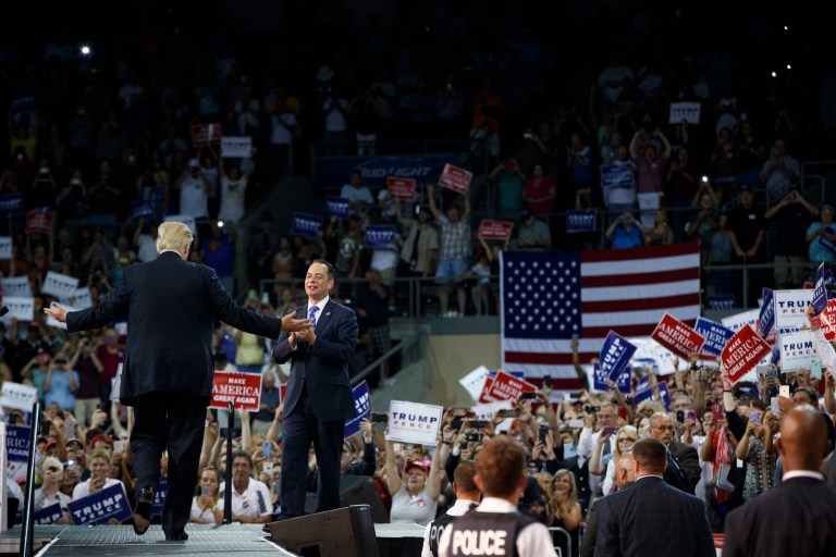 RNC also said it will open 98 new field offices in the same 11 states where Trump trails Clinton in polls. (AP Photo/Evan Vucci)