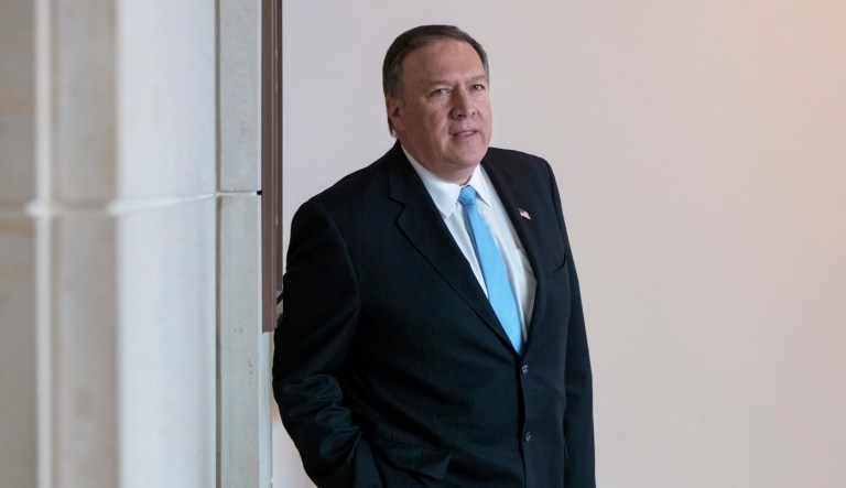 Pompeo was scheduled to discuss Russian interference in the 2016 election, the nuclear standoff with North Korea, and other issues at the school on Thursday. (AP Photo/J. Scott Applewhite, File)