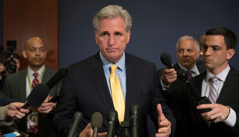House Majority Leader Kevin McCarthy, R-Calif., lamented Saturday the Senate's inability to pass a bill overhauling Obamacare, and placed the blame for its failure to do so on 