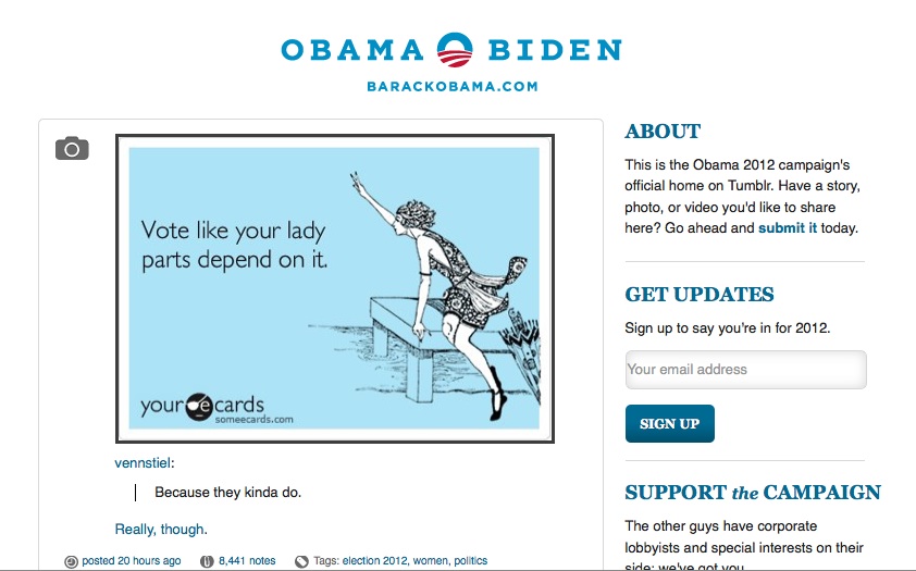Obama Campaign: ‘Vote Like Your Lady Parts Depend On It’