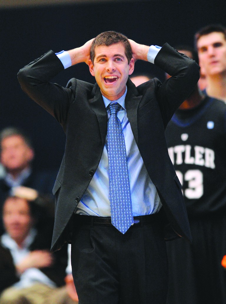 Nick Wass/AP
Brad Stevens and Butler led by as many as 17 points in the second half, but GW closed within one point before falling.