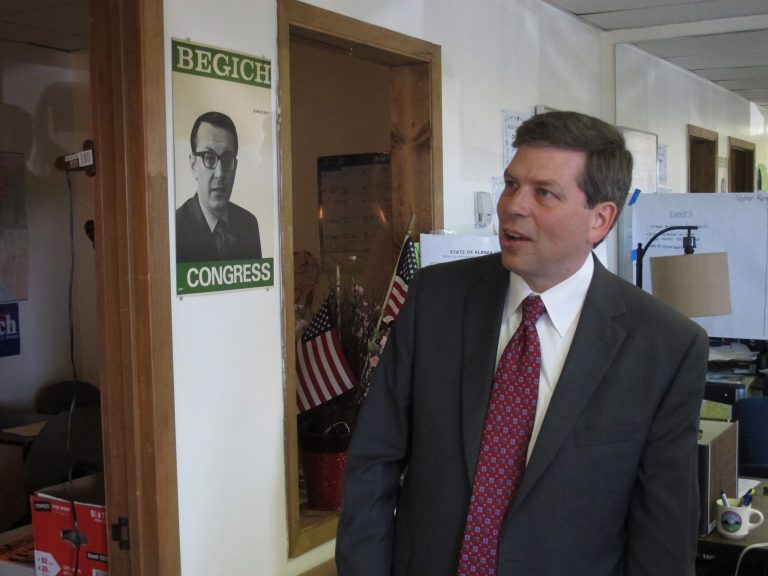 Sen. Mark Begich, D-Alaska, is shown in his campaign's volunteer office in Anchorage, Alaska. (AP/Becky Bohrer)