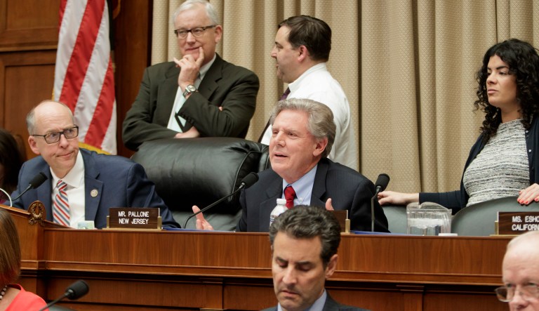 House Energy and Commerce Ranking Member Frank Pallone, D-N.J., (pictured) wants all commissioners on the Federal Communications Commission, including Chairman Ajit Pai, to condemn the president's tweets on broadcast licenses. (AP Photo/J. Scott Applewhite)