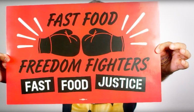 Worker centers, such as Fast Food Justice, look and sound like labor unions, but their classification allow them to avoid labor regulations. (screenshot)
