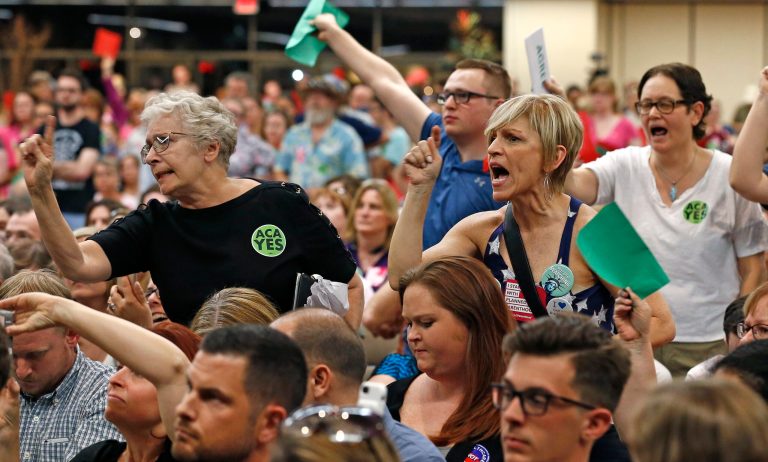 Republicans are guardedly hoping that the rowdy town hall meetings they're facing back home represent a harmless burst of left-wing activism triggered by President Trump, instead of a real warning sign for the GOP in 2018. (AP Photo/Ross D. Franklin)