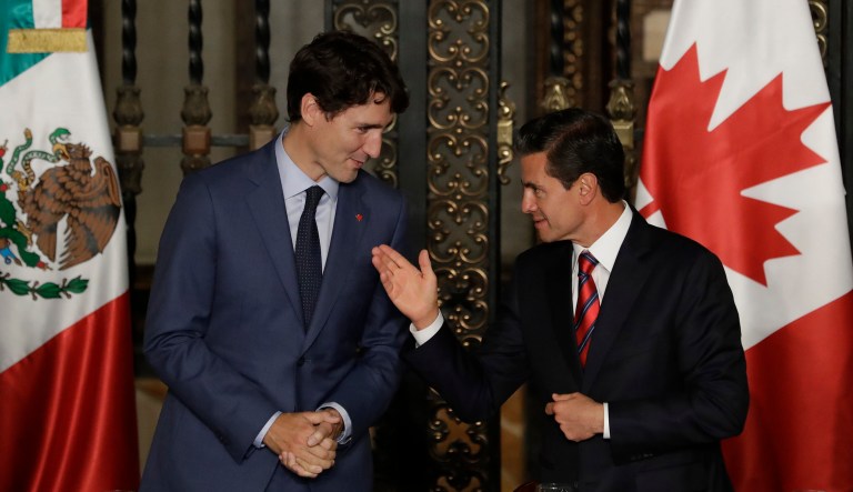 The White House said Thursday that Canada and Mexico must bend on the North American Free Trade Agreement or face the steel and aluminum tariffs. (AP Photo/Rebecca Blackwell)