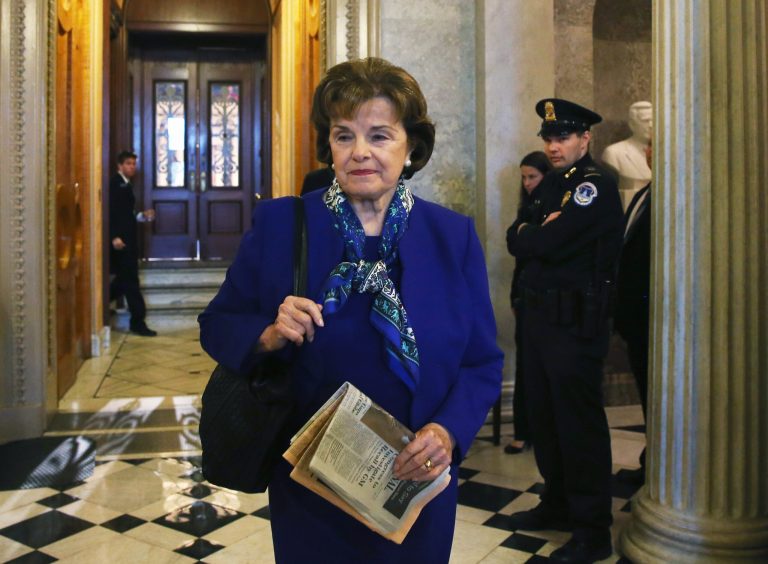Sen. Dianne Feinstein walks off the Senate floor on March 11, 2014 in Washington. (Photo by Mark Wilson/Getty Images)