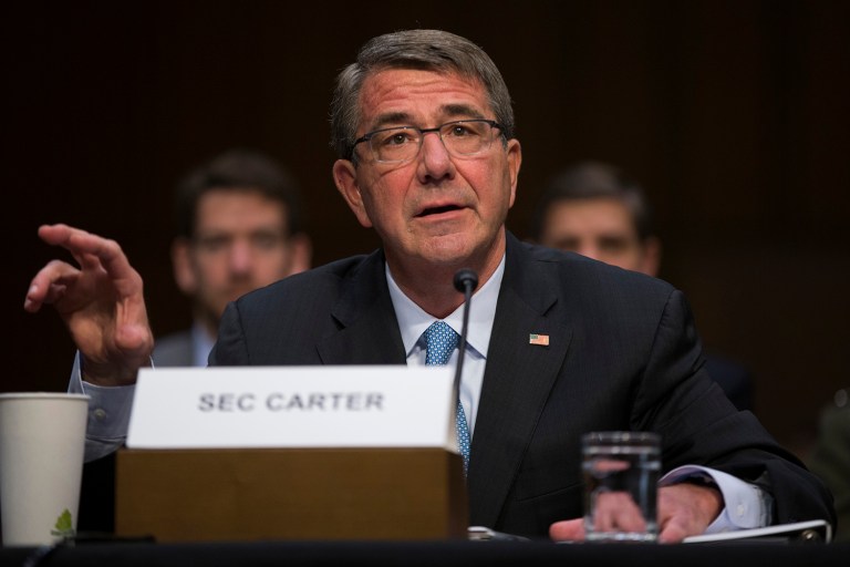 Defense Secretary Ash Carter is set to brief the Senate Wednesday on the status of the campaign to defeat the Islamic State in Iraq and Syria. (AP Photo/Evan Vucci)