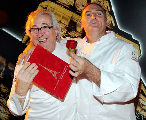 LAS VEGAS, NV - MAY 11:  Chefs Jean Joho (L) and Jose Andres appear at Vegas Uncork'd by Bon Appetit's Grand Tasting event at Caesars Palace May 11, 2012 in Las Vegas, Nevada.  (Photo by Ethan Miller/Getty Images for Vegas Uncork'd by Bon Appetit)