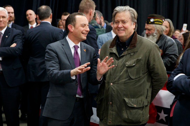 Bannon touted the strength of the movement that delivered Trump the White House. (AP Photo/Evan Vucci)