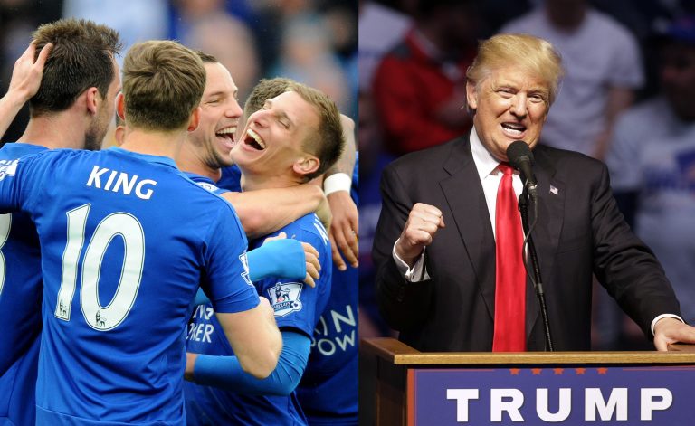 Both Leicester City Football Club and Donald Trump have faced impossible odds. They've both mounted nontraditional campaigns. Now, it looks like both will triumph. (AP Photo/Rui Vieira)