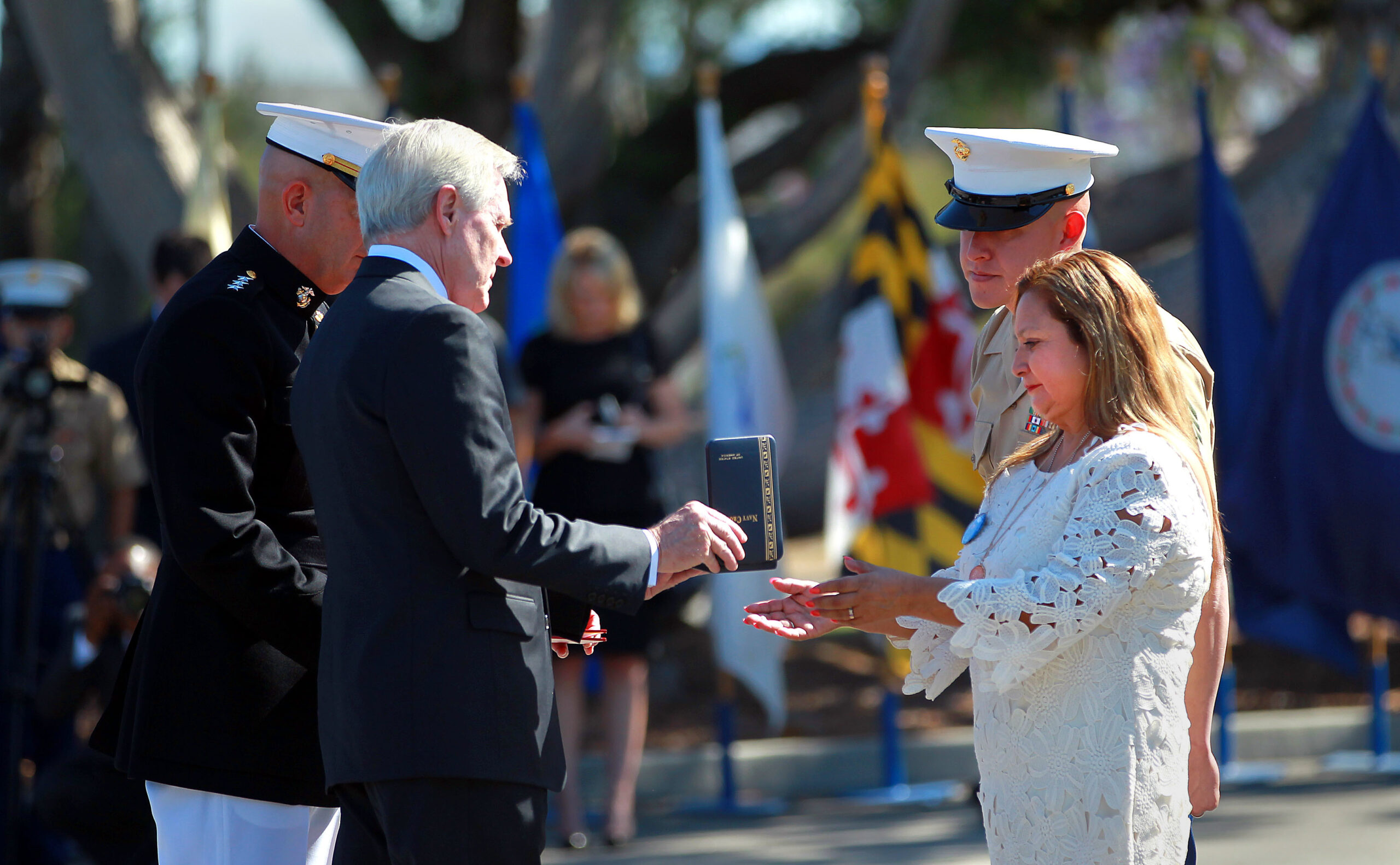 Family of fallen Marine accepts Navy Cross